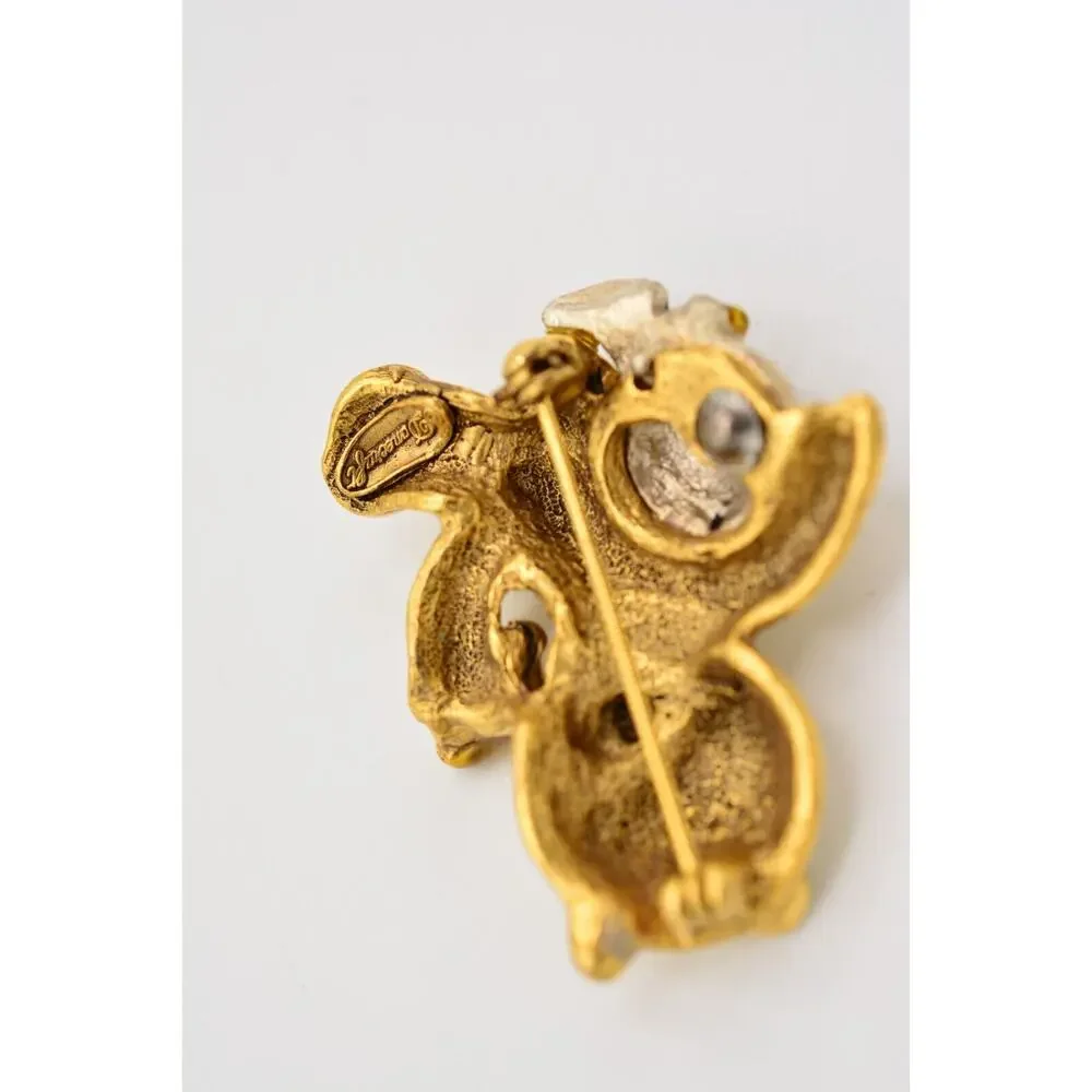 Danecraft Vintage Honey Bear Pin Brooch Cute Pot Jar Gold Signed NOS 80s BinA13